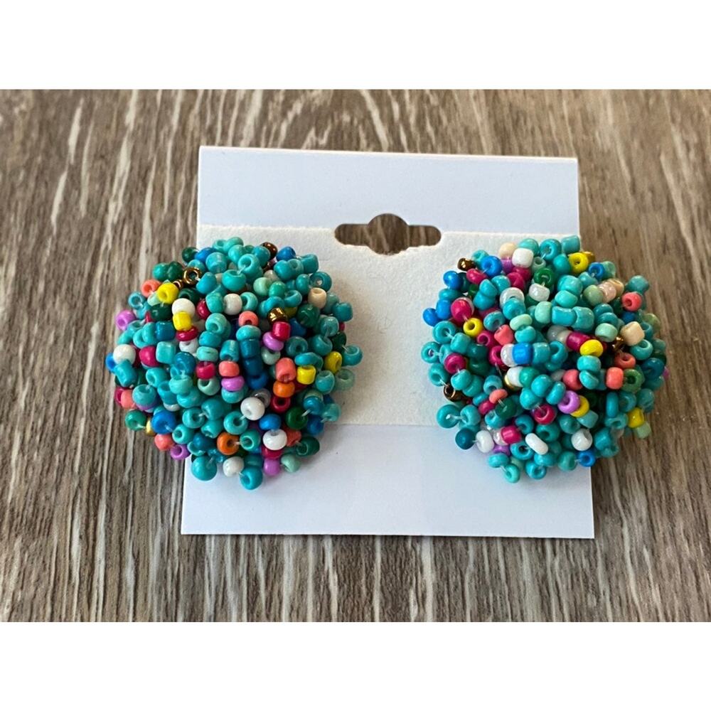 Multi Color Seed Bead Stud Earrings